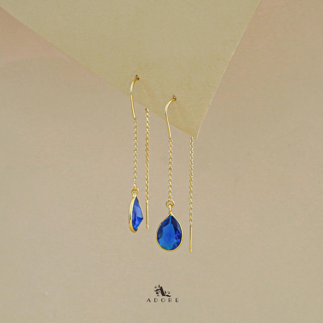 Fiyona Glossy Drop Chain Needle And Thread Earring