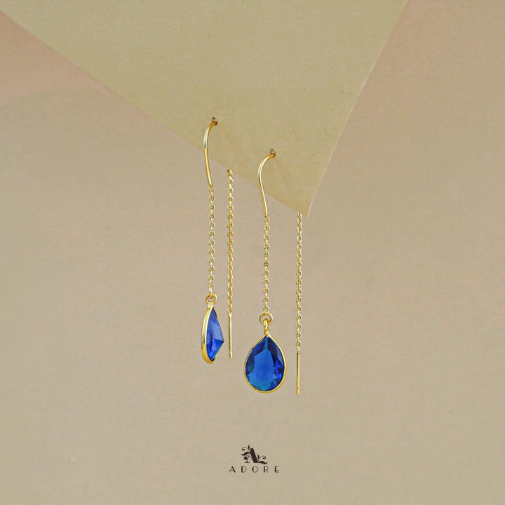 Fiyona Glossy Drop Chain Needle And Thread Earring