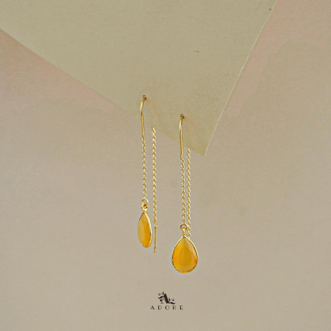 Fiyona Glossy Drop Chain Needle And Thread Earring