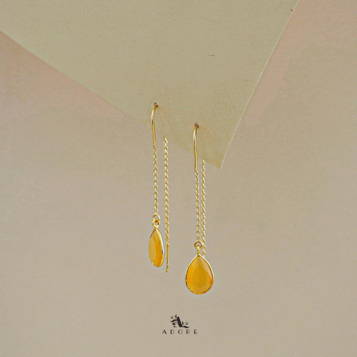 Fiyona Glossy Drop Chain Needle And Thread Earring