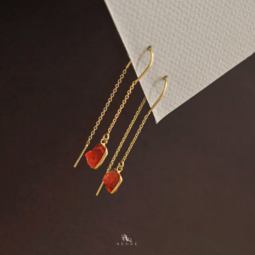 Mawar Raw Stone Needle and Thread Earring