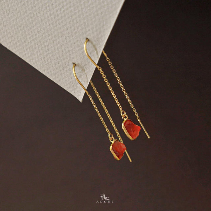 Mawar Raw Stone Needle and Thread Earring