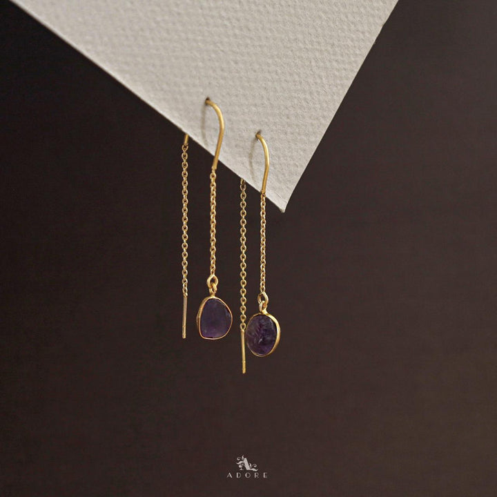 Mawar Raw Stone Needle and Thread Earring