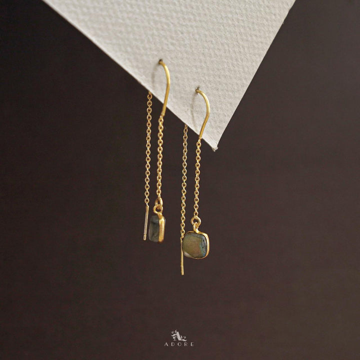 Mawar Raw Stone Needle and Thread Earring