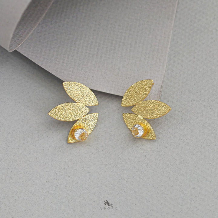 Asterin Golden Leafy Stone Earring