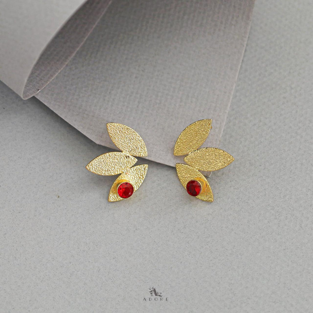 Asterin Golden Leafy Stone Earring