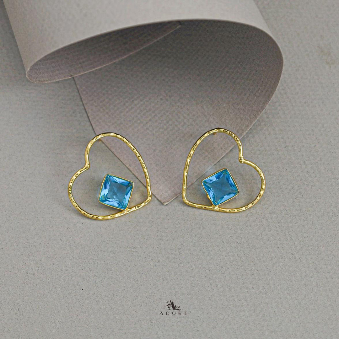 Alagre Golden Heart Glossy Stone Earring