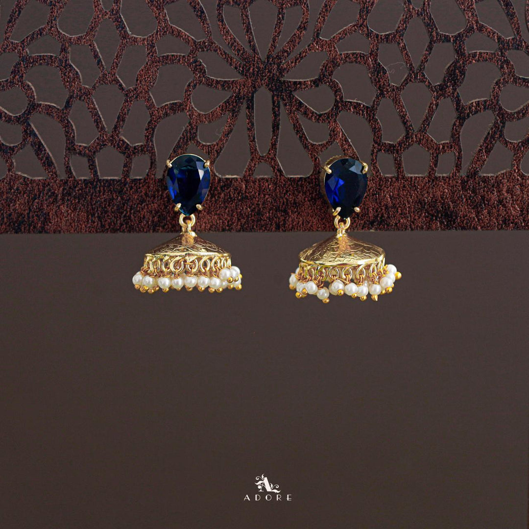 Althaia Drop Glossy Stone Pearl Jhumka