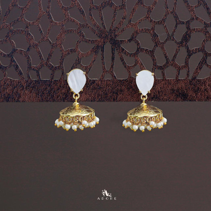 Althaia Drop Glossy Stone Pearl Jhumka