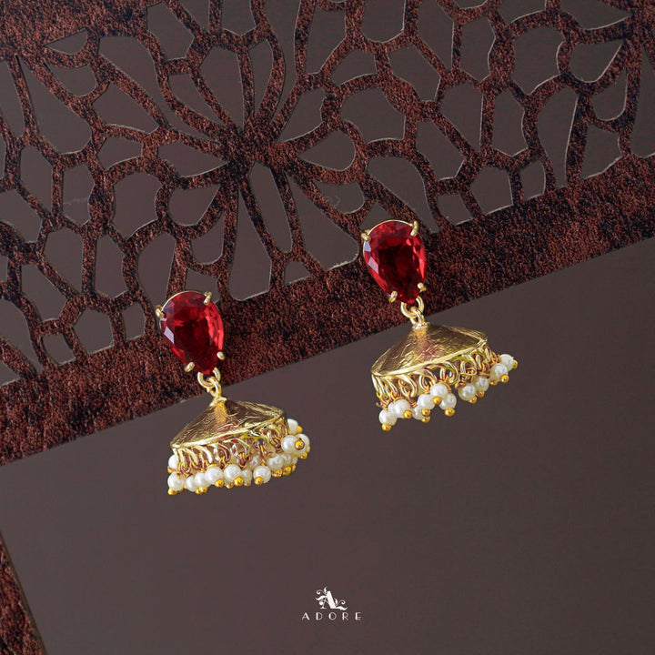 Althaia Drop Glossy Stone Pearl Jhumka