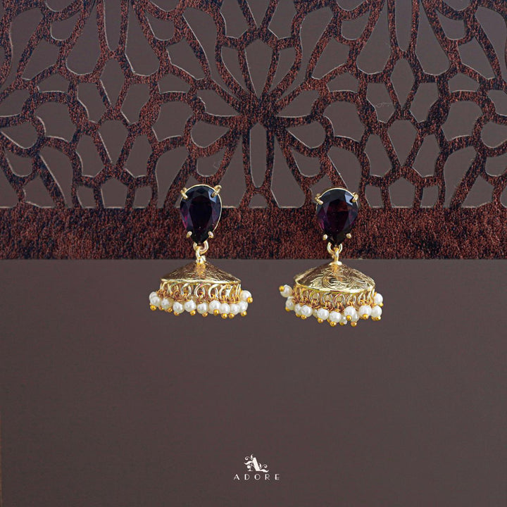 Althaia Drop Glossy Stone Pearl Jhumka