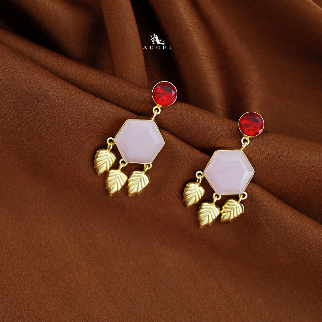 Hexa Glossy Tri Golden Leaf Earring