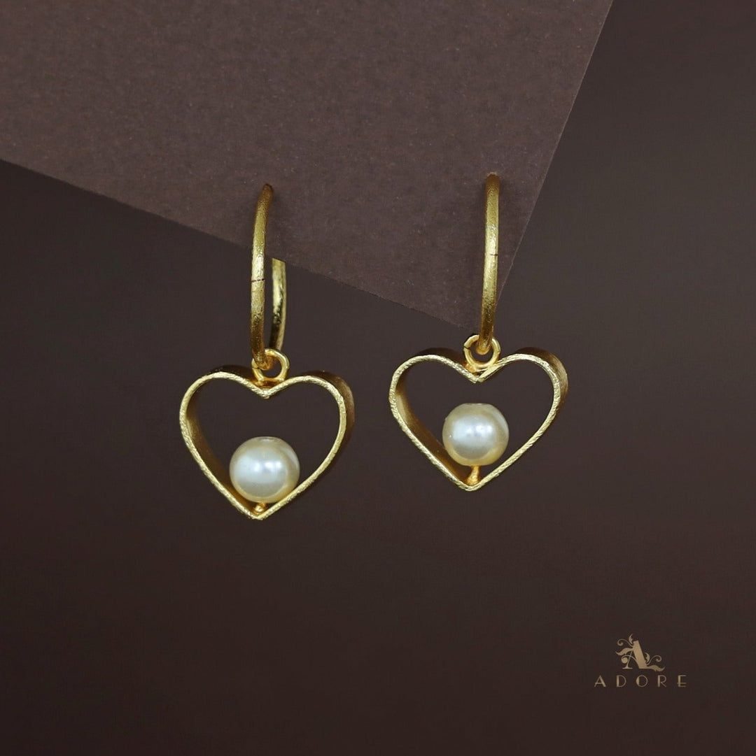 Starry Golden Heart Pearl Hoop