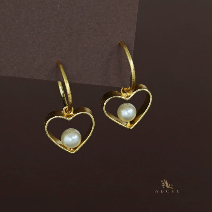 Starry Golden Heart Pearl Hoop