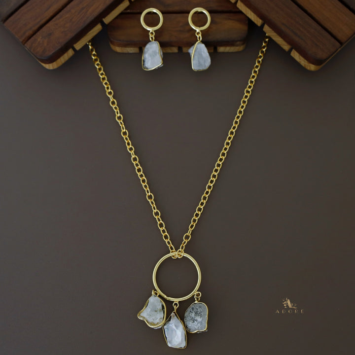 Anabella Raw Stone + Baroque Circle Neckpiece With Earring