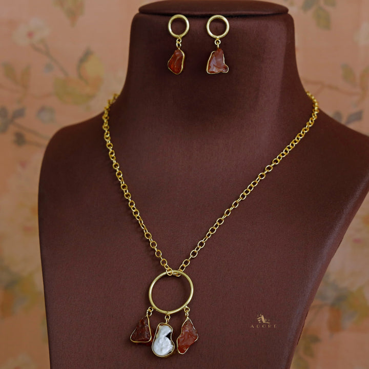 Anabella Raw Stone + Baroque Circle Neckpiece With Earring