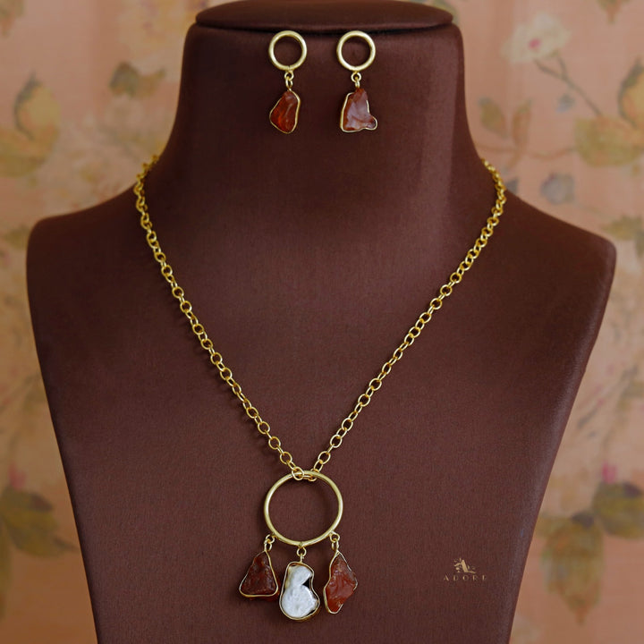 Anabella Raw Stone + Baroque Circle Neckpiece With Earring