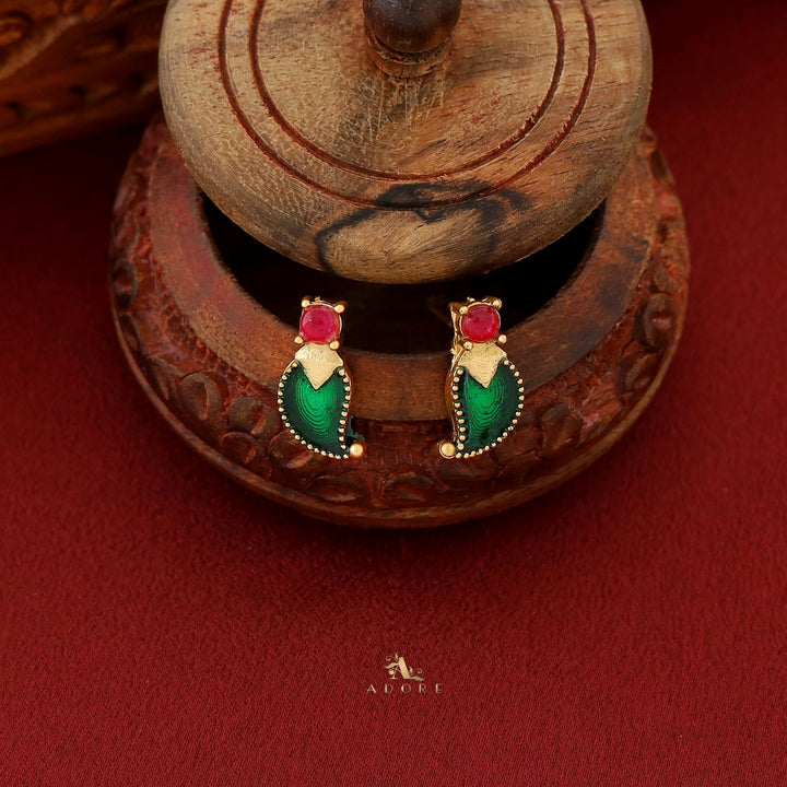 Rithu Palakka Kemp Stone Neckpiece With Earring