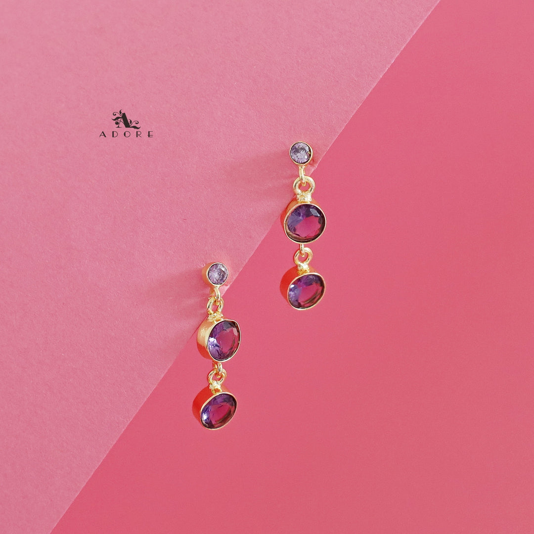 Anasuya Golden Tri Glossy Stone Earring