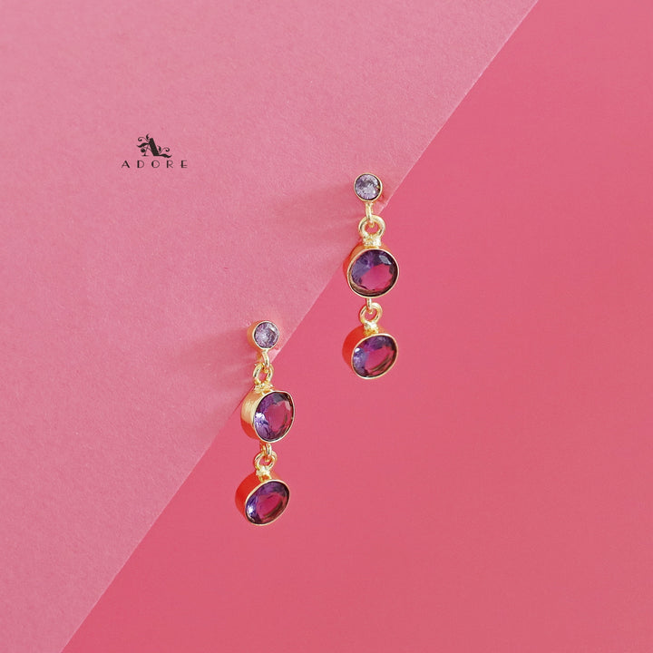 Anasuya Golden Tri Glossy Stone Earring