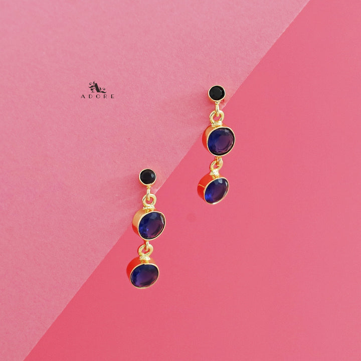 Anasuya Golden Tri Glossy Stone Earring