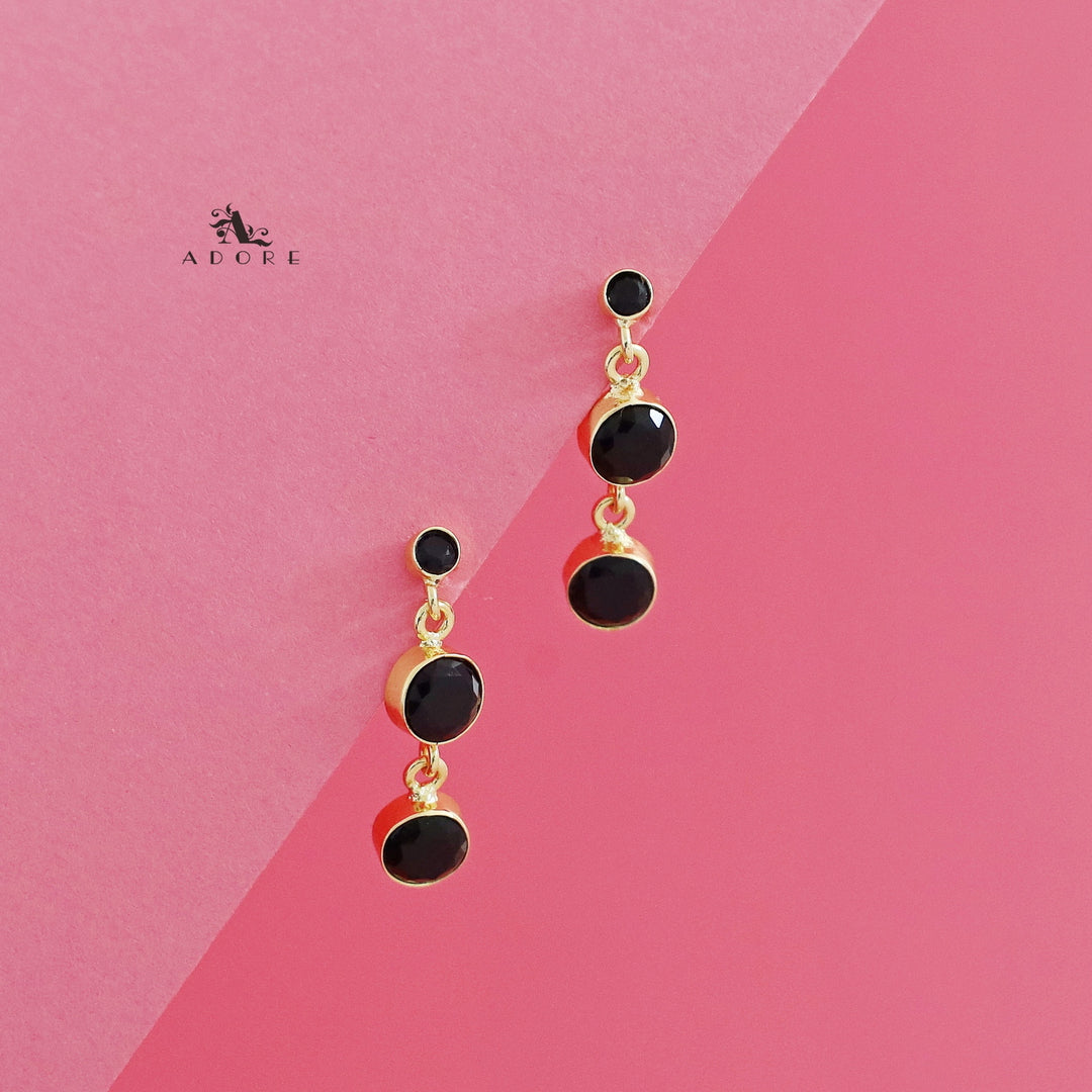 Anasuya Golden Tri Glossy Stone Earring