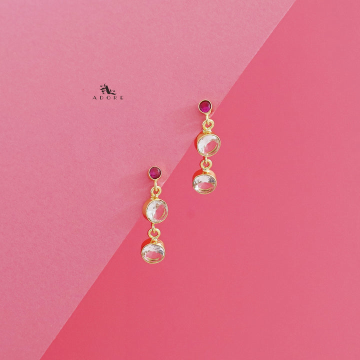 Anasuya Golden Tri Glossy Stone Earring