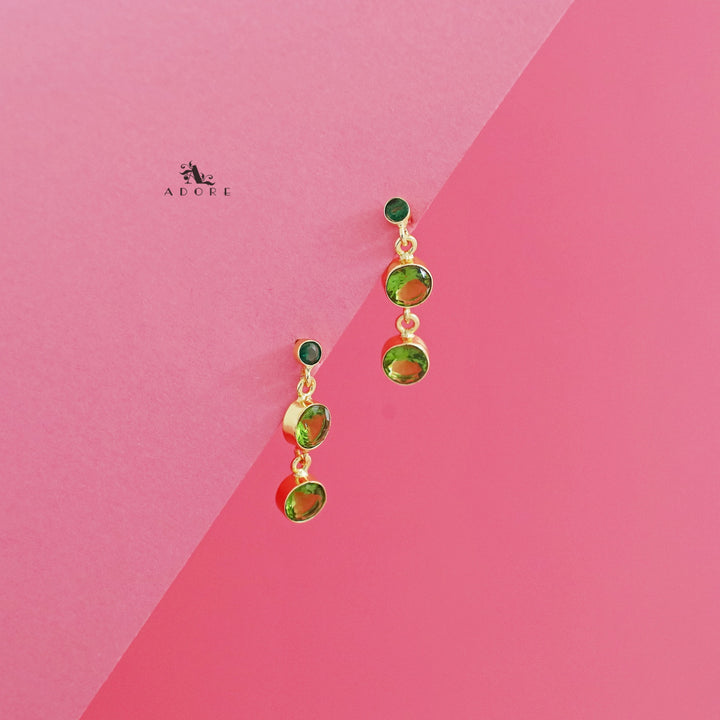 Anasuya Golden Tri Glossy Stone Earring