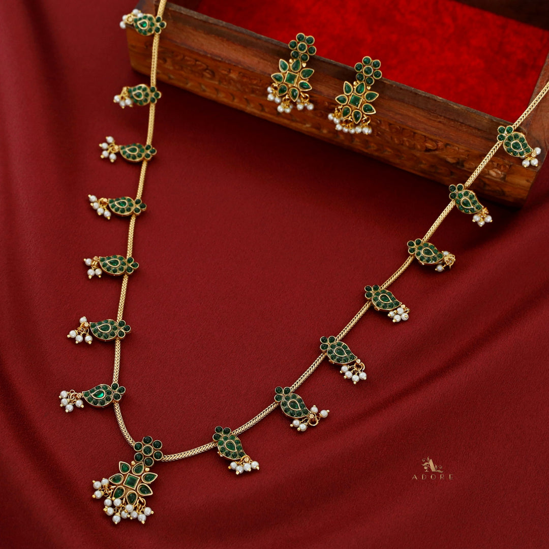 Aradhana Mango Pearl Long Neckpiece With Earring