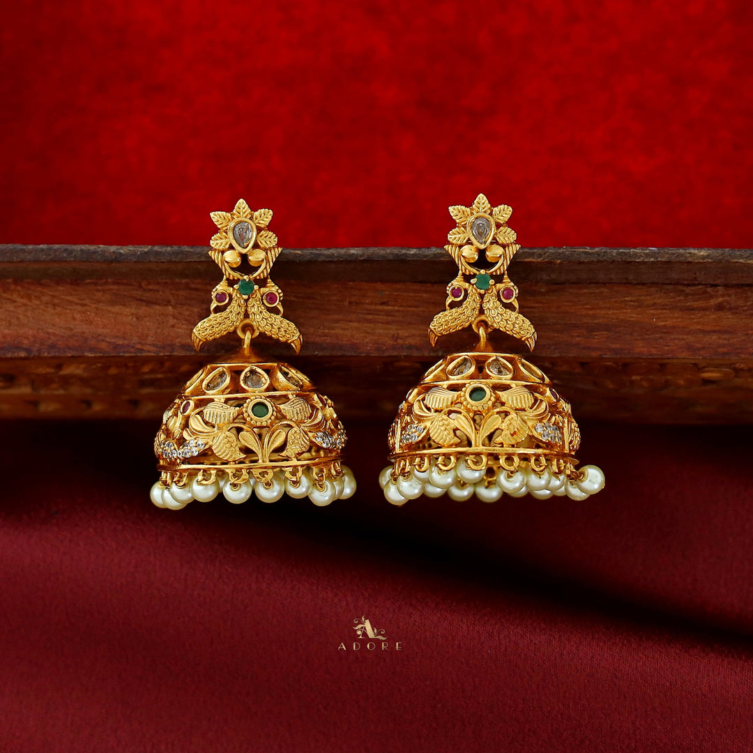 Dhaksana Floral Pearl Jhumka