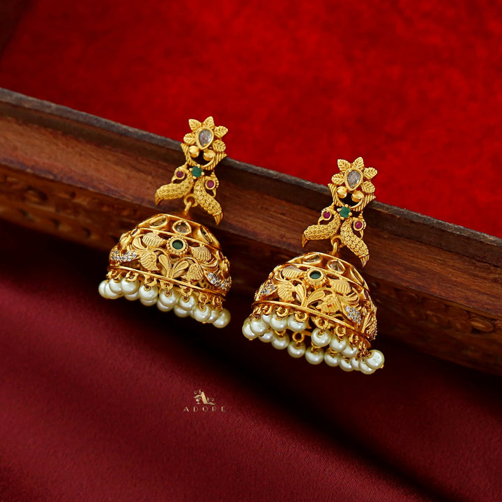 Dhaksana Floral Pearl Jhumka