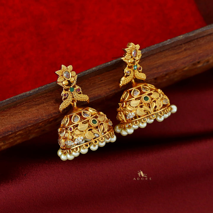 Dhaksana Floral Pearl Jhumka