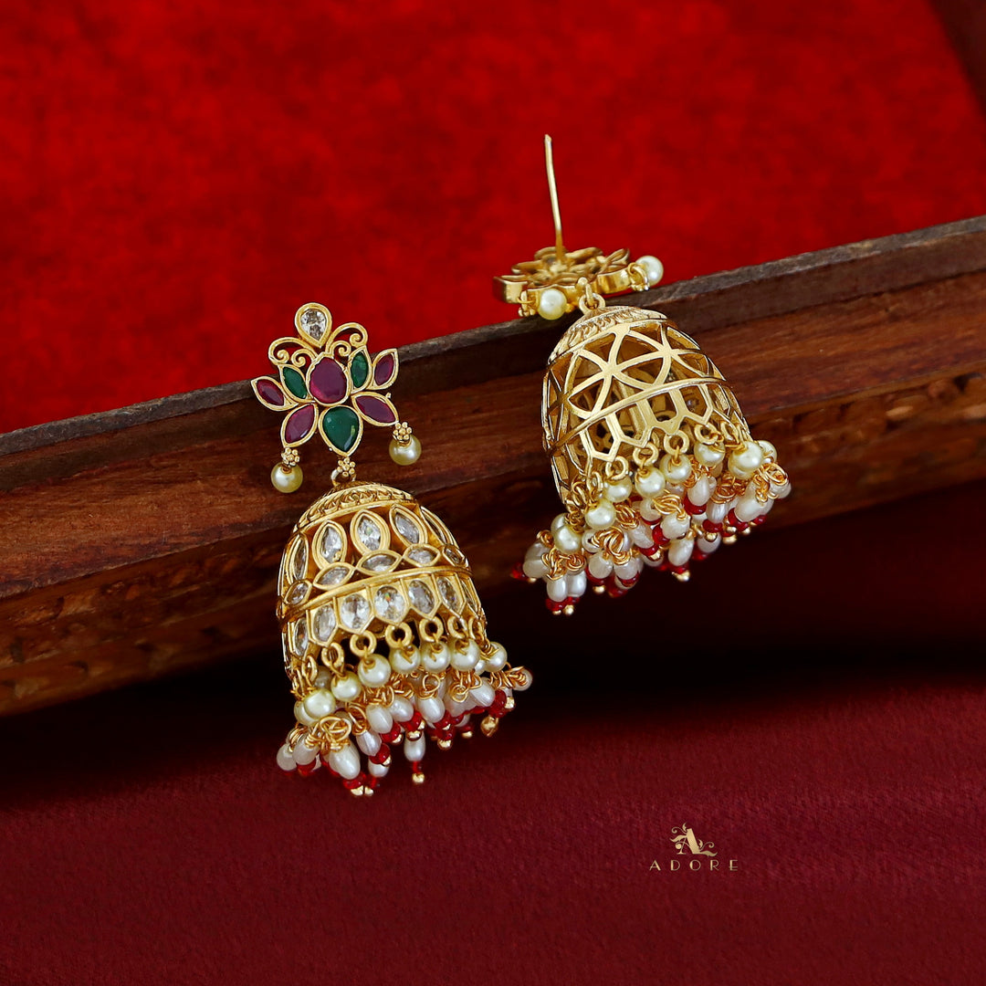 Druthi Golden Kamal Jhumka