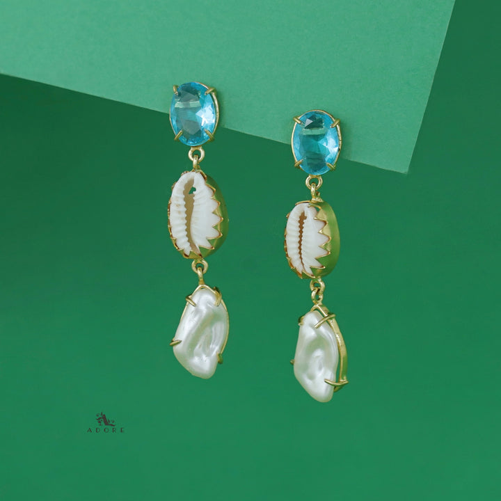 Banumathi Golden Shell + Baroque Glossy Stone Earring