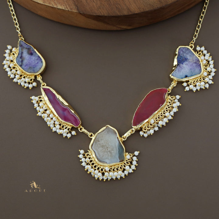 Aspeny Agate Pearl Neckpiece