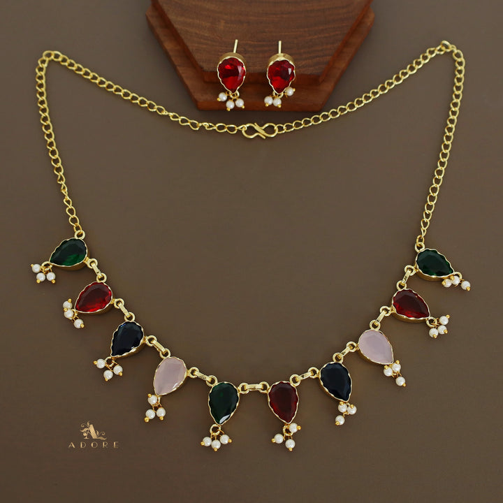 Drazila Glossy Drop Pearl Neckpiece With Earring