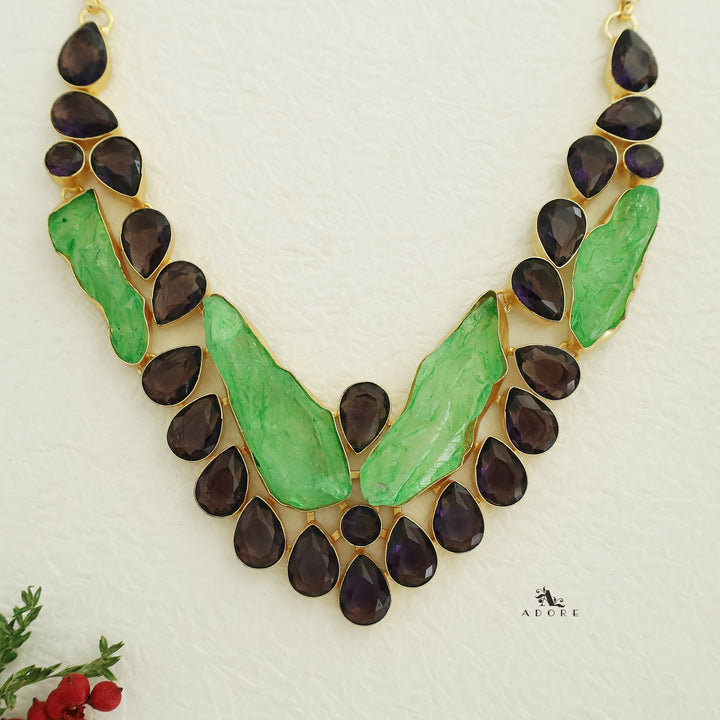 Sherah Glossy + Raw Stone Neckpiece