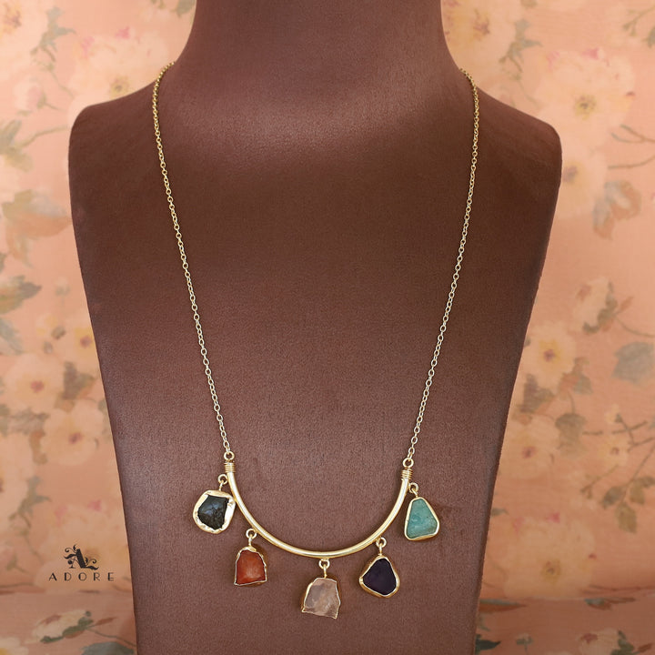 Amba Golden Raw Stone Long Neckpiece