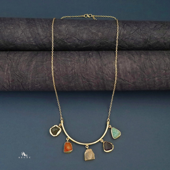 Amba Golden Raw Stone Long Neckpiece