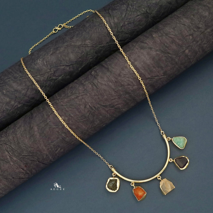 Amba Golden Raw Stone Long Neckpiece