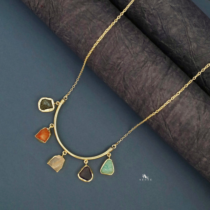 Amba Golden Raw Stone Long Neckpiece