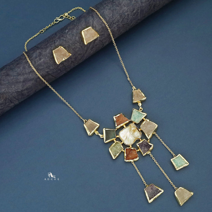 Tristessa Golden Baroque + Raw Stone Neckpiece With Stud