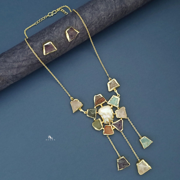 Tristessa Golden Baroque + Raw Stone Neckpiece With Stud