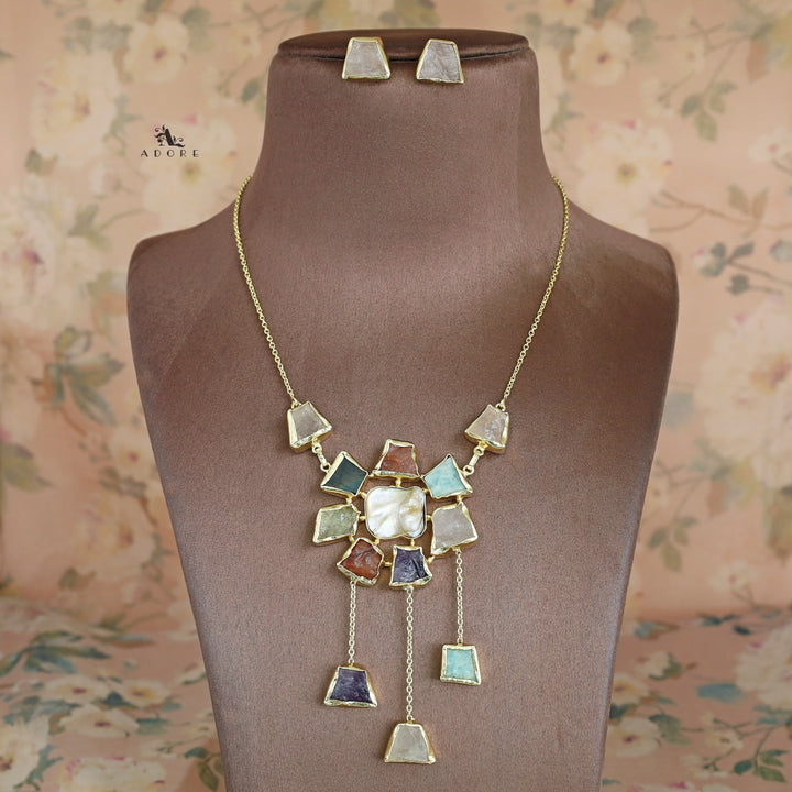 Tristessa Golden Baroque + Raw Stone Neckpiece With Stud