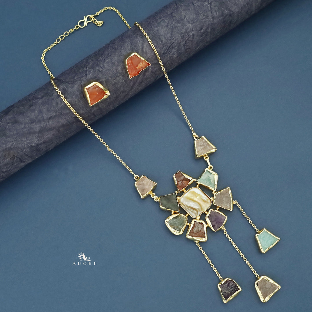 Tristessa Golden Baroque + Raw Stone Neckpiece With Stud