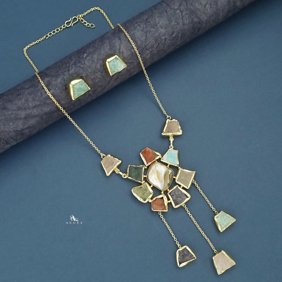 Tristessa Golden Baroque + Raw Stone Neckpiece With Stud