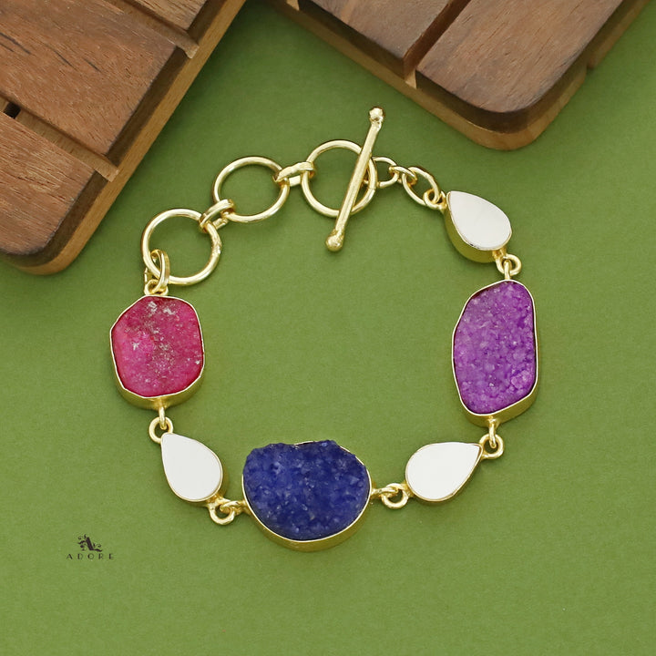 Golden Drop MOP + Druzy Stone Bracelet