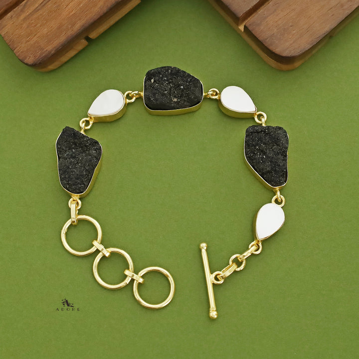 Golden Drop MOP + Druzy Stone Bracelet