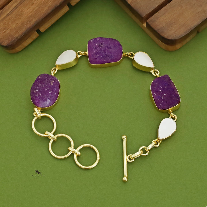 Golden Drop MOP + Druzy Stone Bracelet