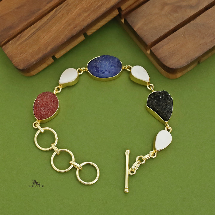 Golden Drop MOP + Druzy Stone Bracelet